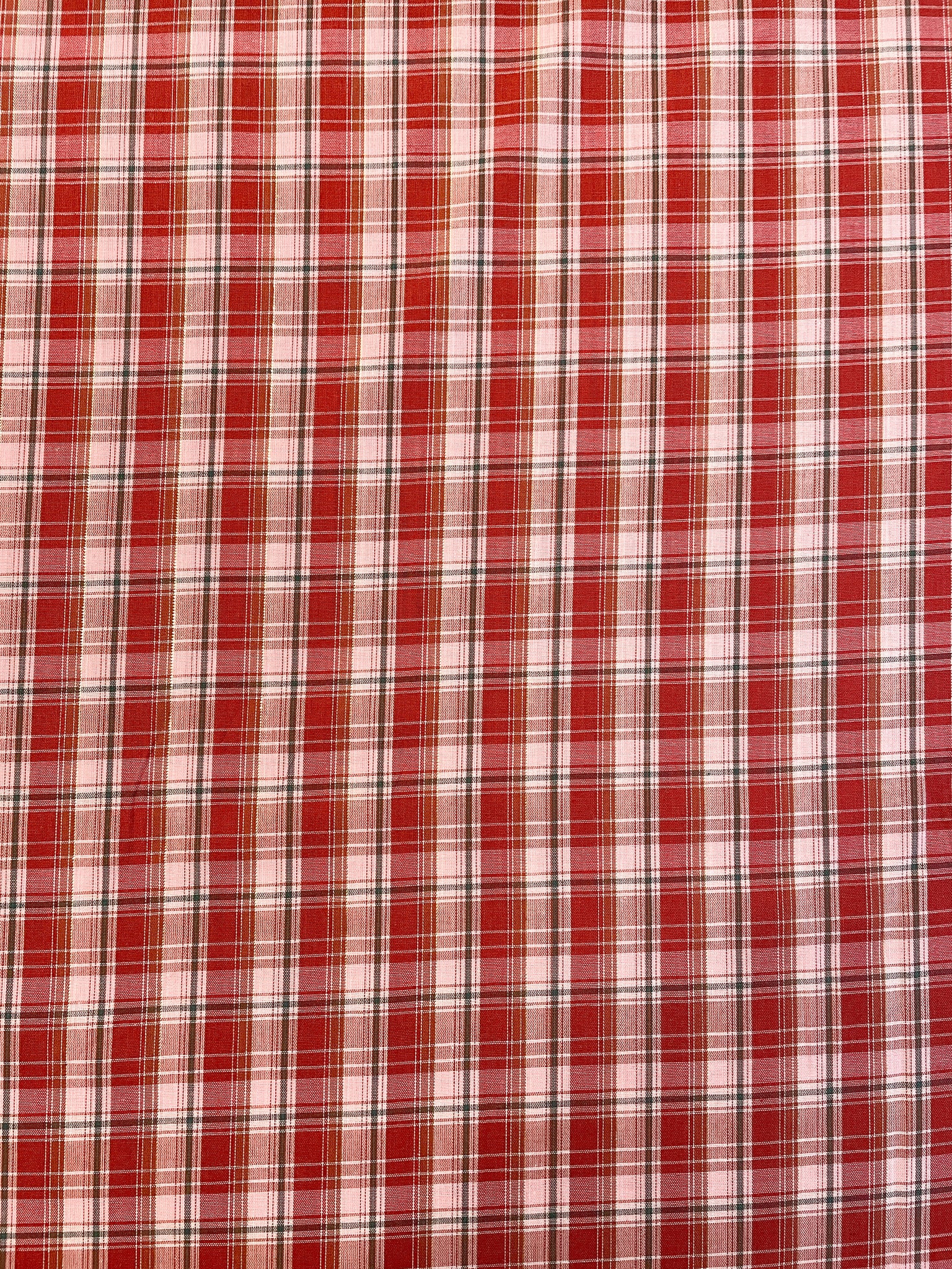 SALE Cotton Yarn Dyed Plaid - Red and Pink Plaid with Gold Lurex