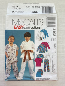 2003 McCall's 4103 Pattern - Child's Scrubs and Karate Costume FACTORY FOLDED
