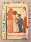 1977 McCall's 5789 Pattern - Child's Bathrobe and Pajamas