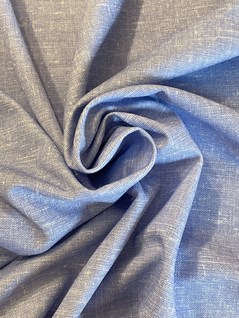 2 2/3 YD Polyester Knit Pique - Blue Slub Weave Print