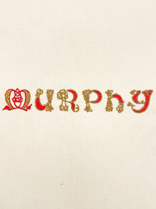 SALE Machine Embroidery on Off White Cotton Flannel - "Murphy"