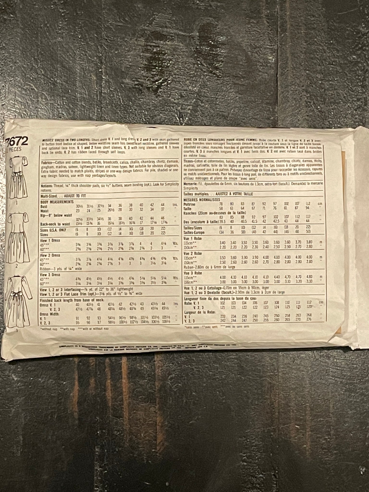 SALE 1991 Simplicity 7672 Pattern - Dress