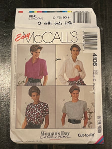 1989 McCall's 4106 Pattern - Blouses FACTORY FOLDED