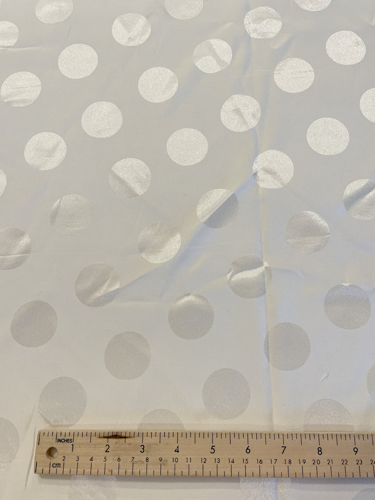 1 YD Polyester Jacquard Vintage - Off White Polka Dots