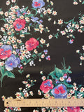 Poly Cotton Vintage - Black with Pansies and Daisies