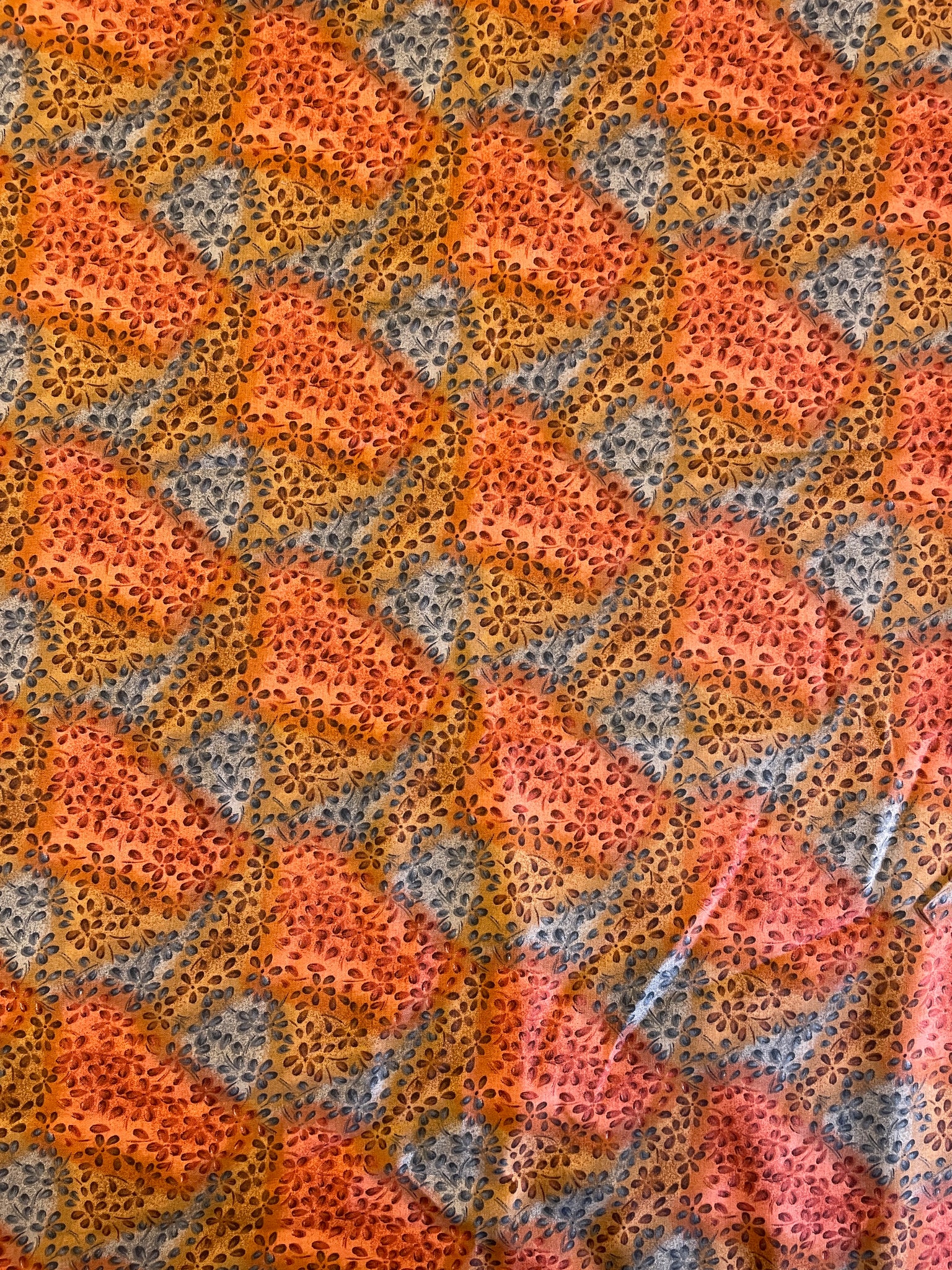 Quilting Cotton - Mottled Autumn Colors over Flowers
