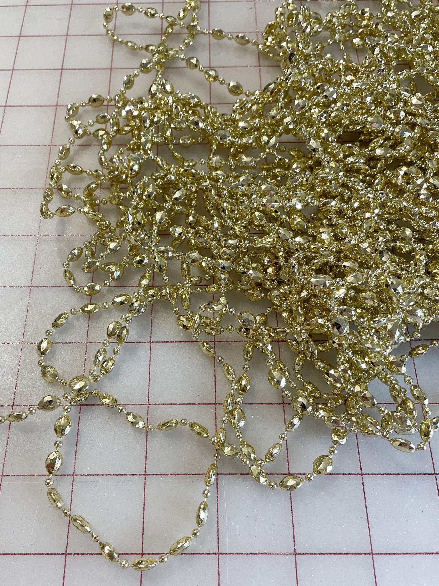 SALE Plastic Faceted Beaded Trim - Metallic Gold