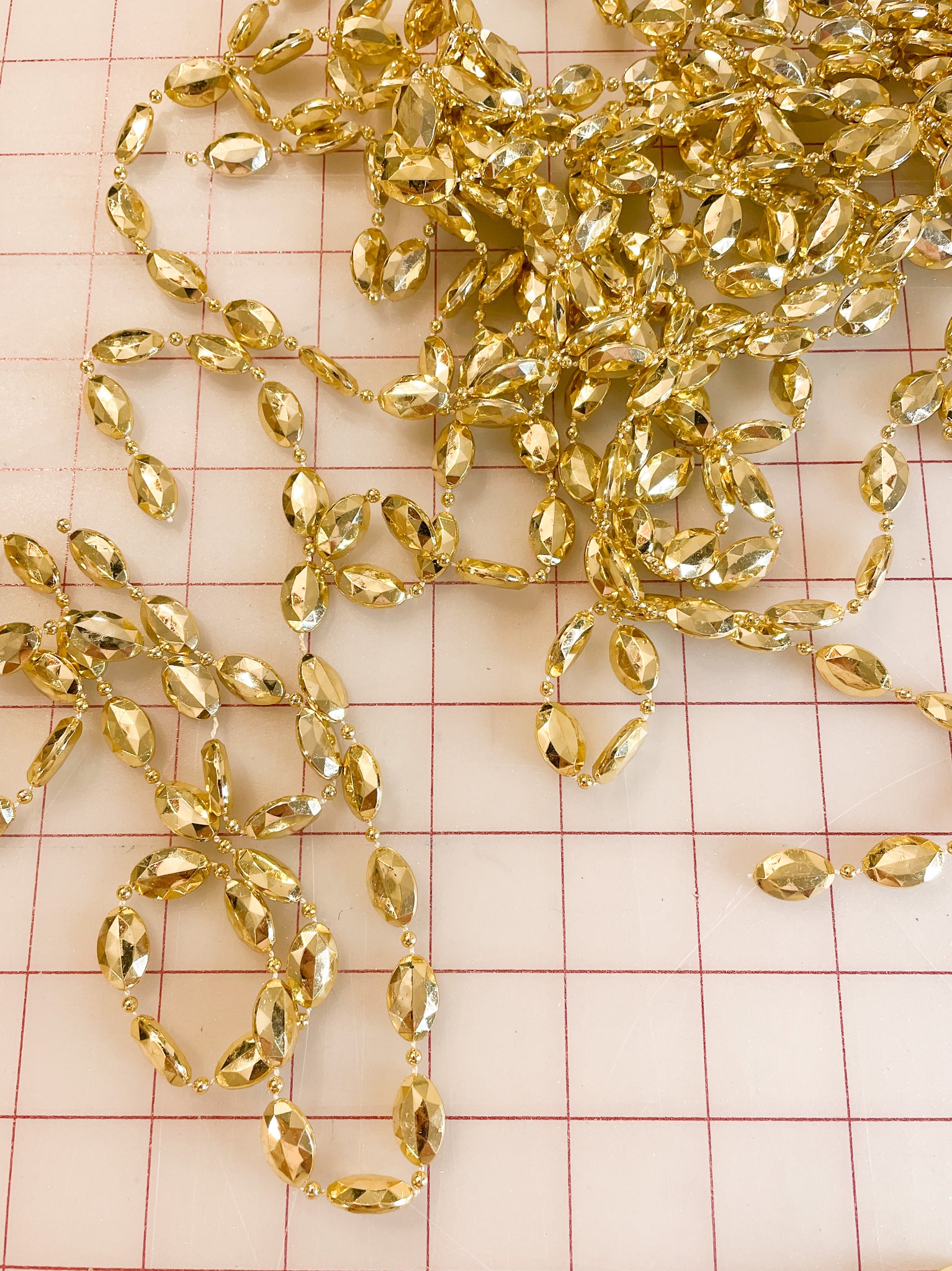 8 7/8 YD Plastic Faceted Beaded Trim - Metallic Gold