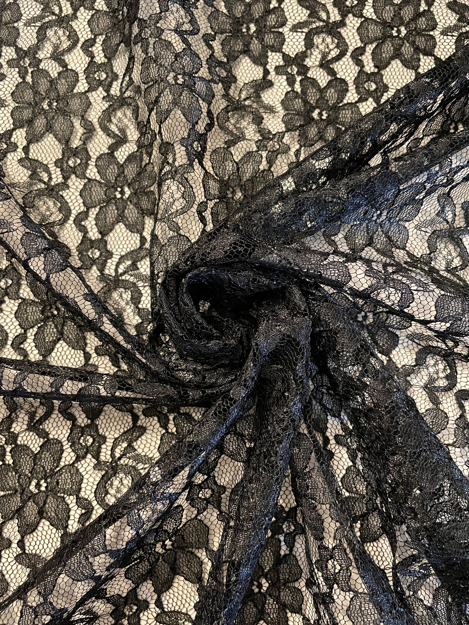 SALE Polyester Blend Floral Lace - Black
