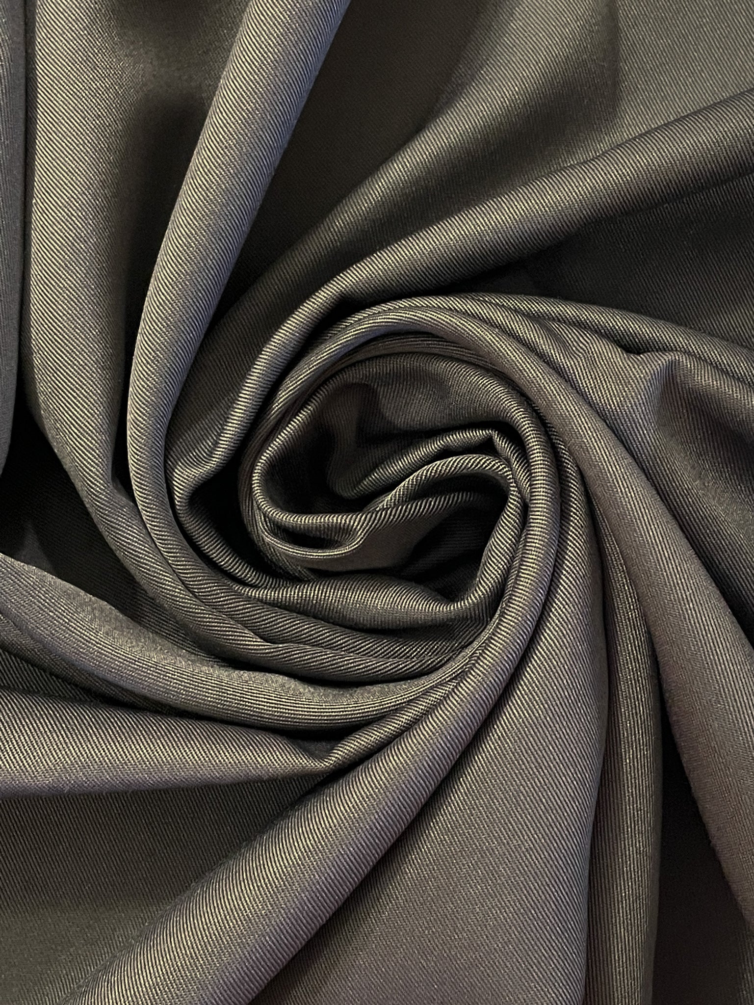 SALE 3/4 YD Polyester Twill Remnant - Black and Charcoal