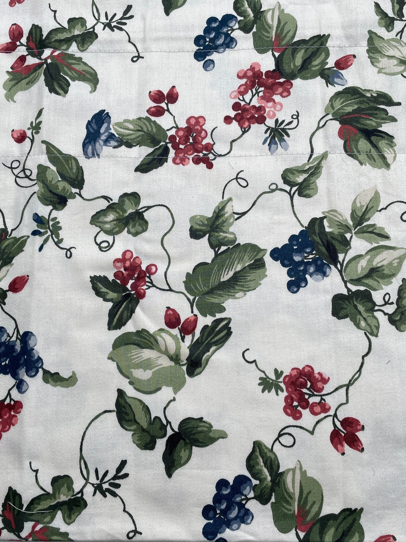 SALE Curtain Valences Cotton Sateen Home Dec. New - Off White with Vine and Berries
