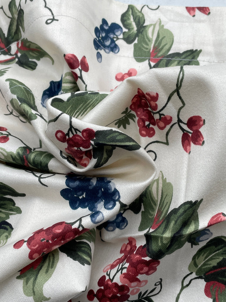 Curtain Valences Cotton Sateen Home Dec. New - Off White with Vine and Berries