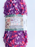 SALE Yarn Acrylic/Nylon Blend Mosaic - Purple with Pink, Red and Lavender Chenille Bits