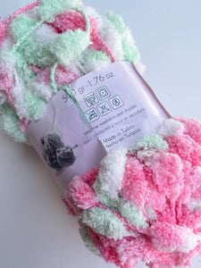 Yarn Acrylic Blend Pom-Pom - Variegated Pink, White and Green