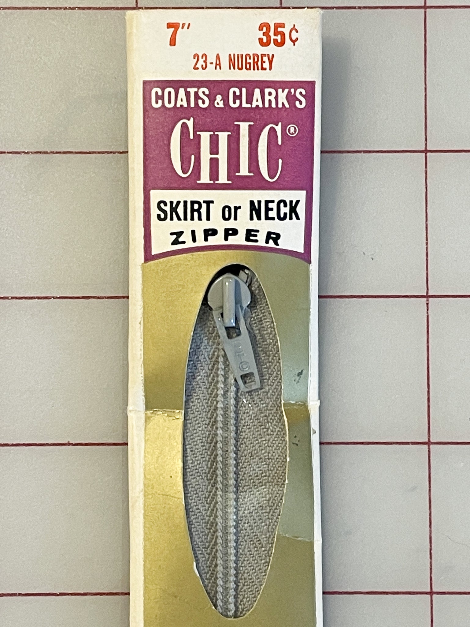 SALE Zipper 7" Polyester Coil Vintage - Gray
