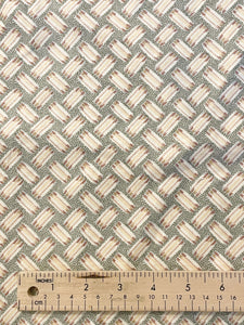 Curtain Valance Cotton - Green and Ecru Basket Weave