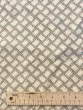 Curtain Valance Cotton - Green and Ecru Basket Weave