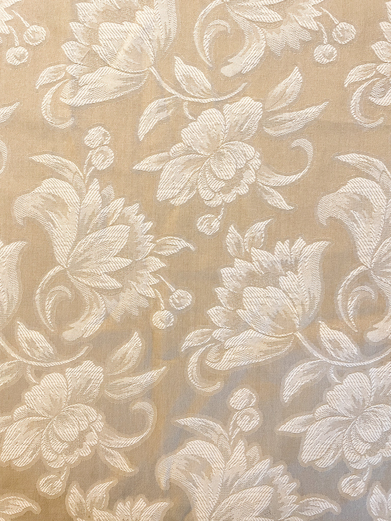 Polyester Blend Home Dec. Floral Brocade - Ecru and Off White