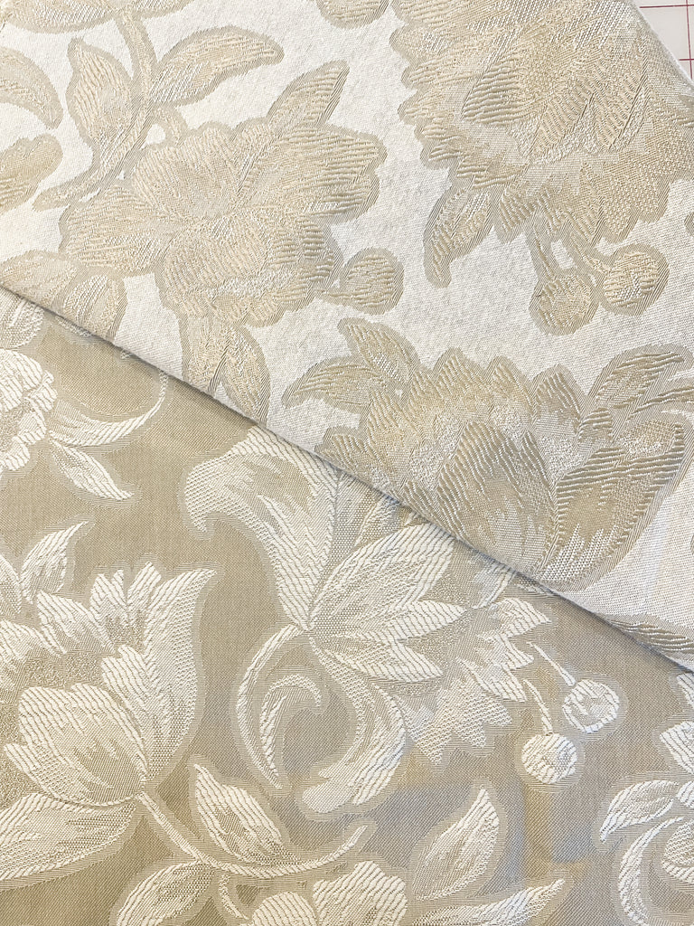 Polyester Blend Home Dec. Floral Brocade - Ecru and Off White
