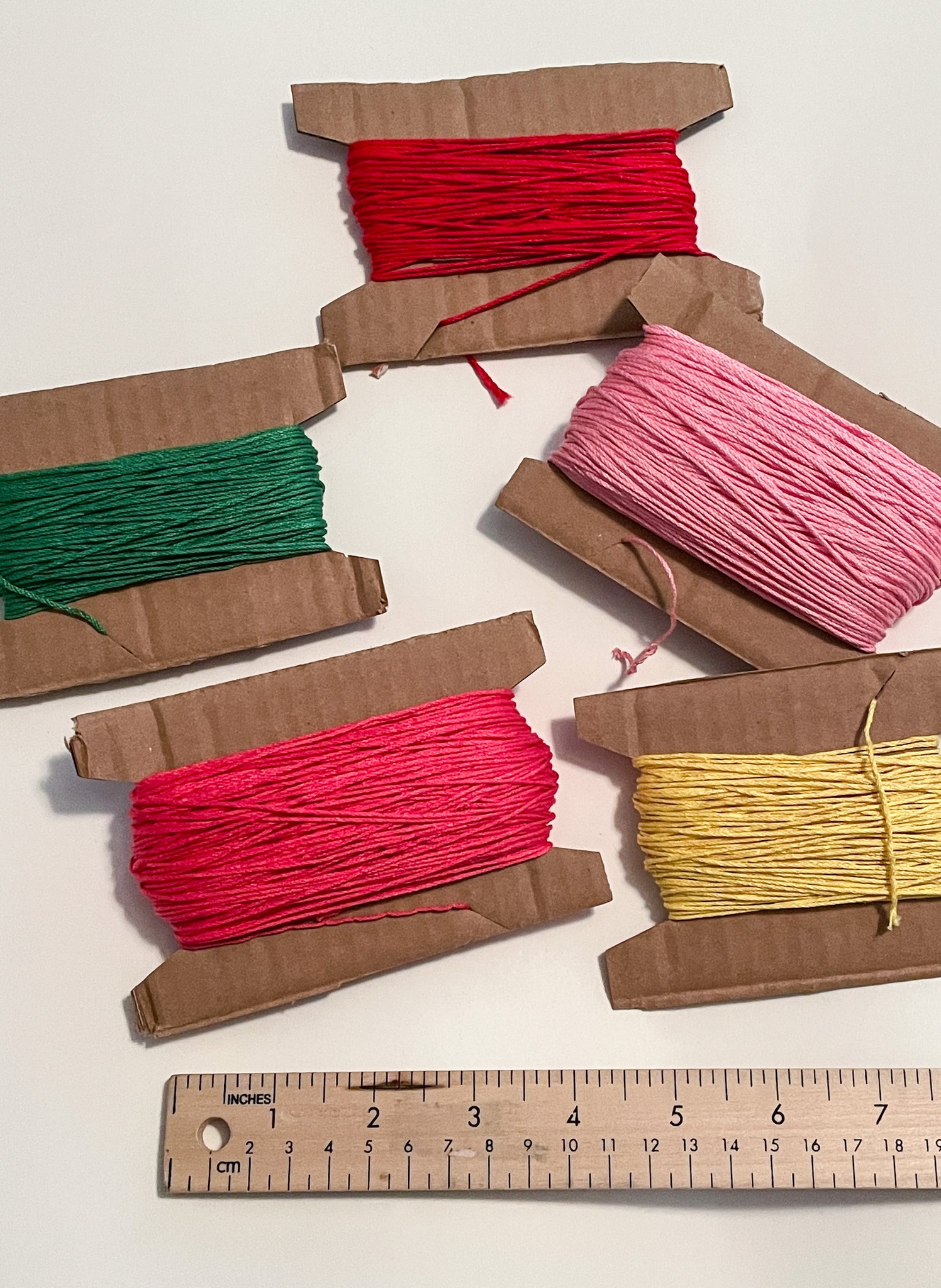 Cotton Crochet Thread Remnant Bundle - Red, Pinks, Yellow and Green