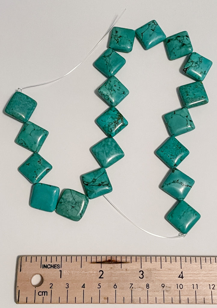 Bead Set of 19 - Turquoise Squares