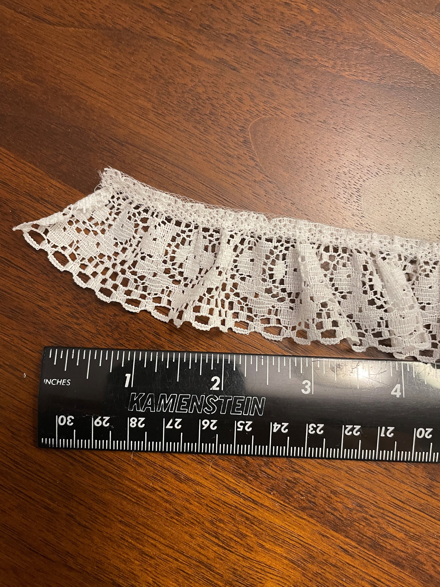 SALE 3 1/8 YD Ruffled Lace Trim - White Synthetic