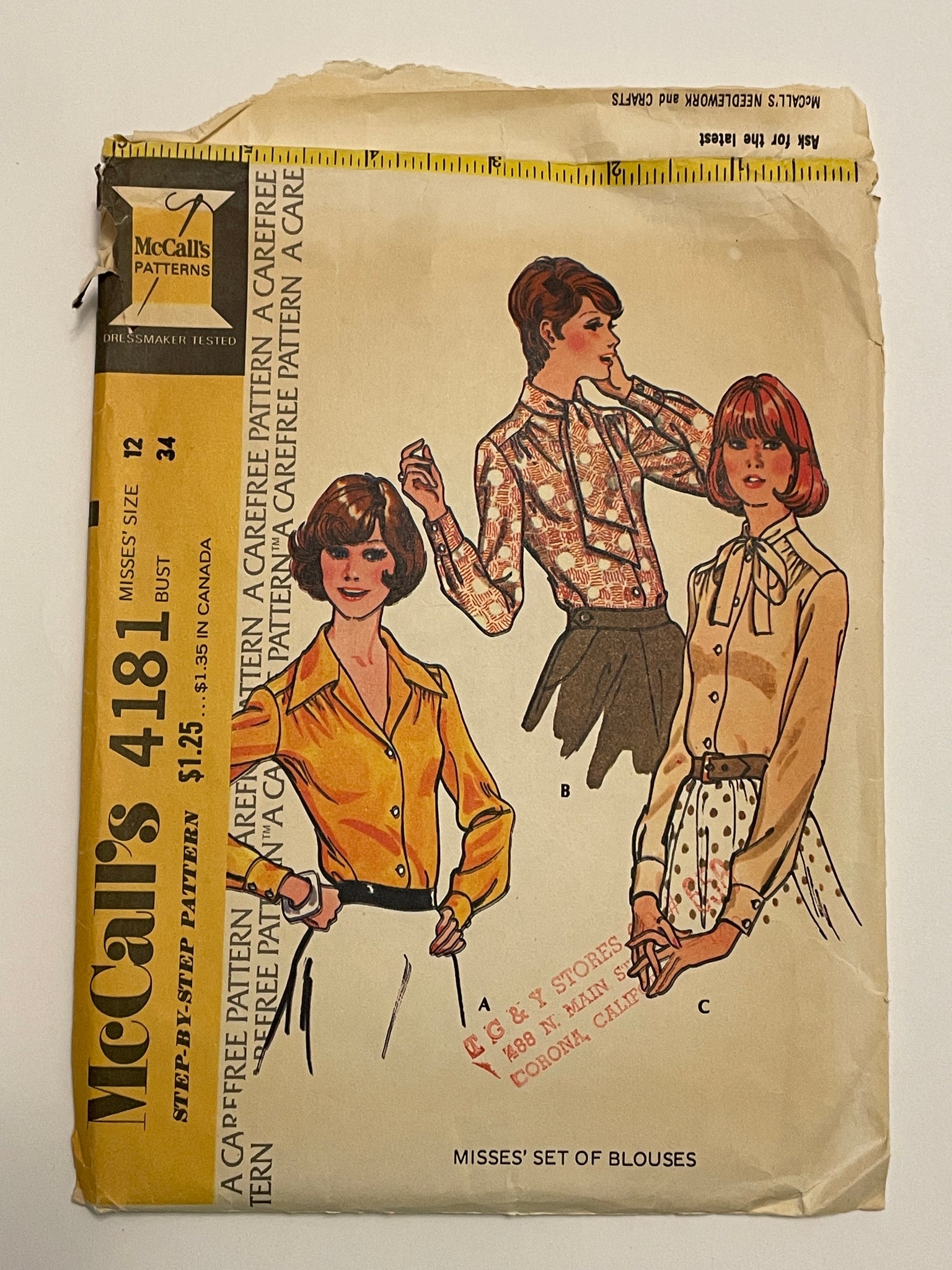 SALE 1974 McCall's Pattern 4181 - Blouses