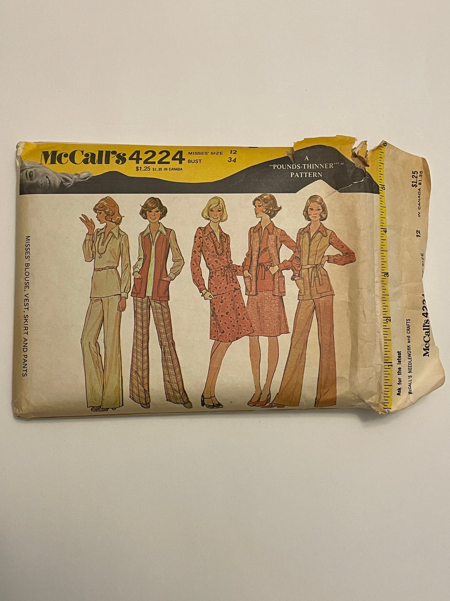 SALE 1974 McCall's Pattern 4224 - Blouse, Vest, Skirt and Pants