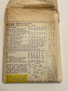 1974 McCall's Pattern 4224 - Blouse, Vest, Skirt and Pants