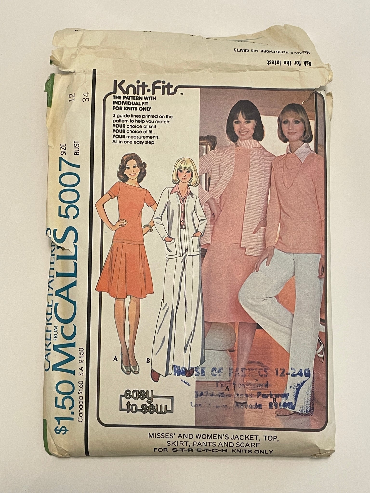 1976 McCall's Pattern 5007 - Knit Jacket, Top, Skirt, Pants and Scarf