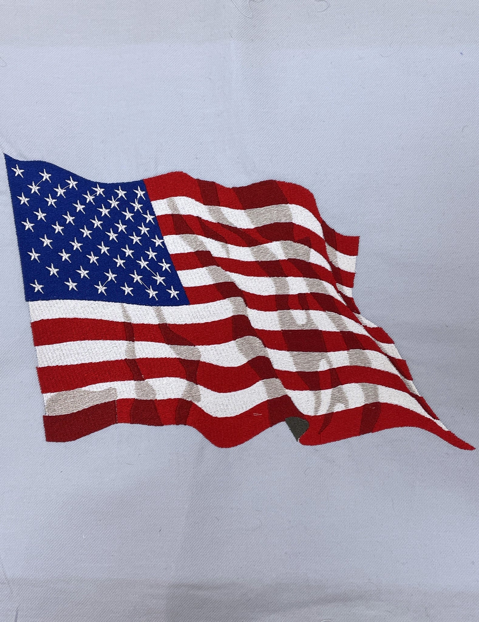 SALE Embroidered American Flag - Light Blue Background