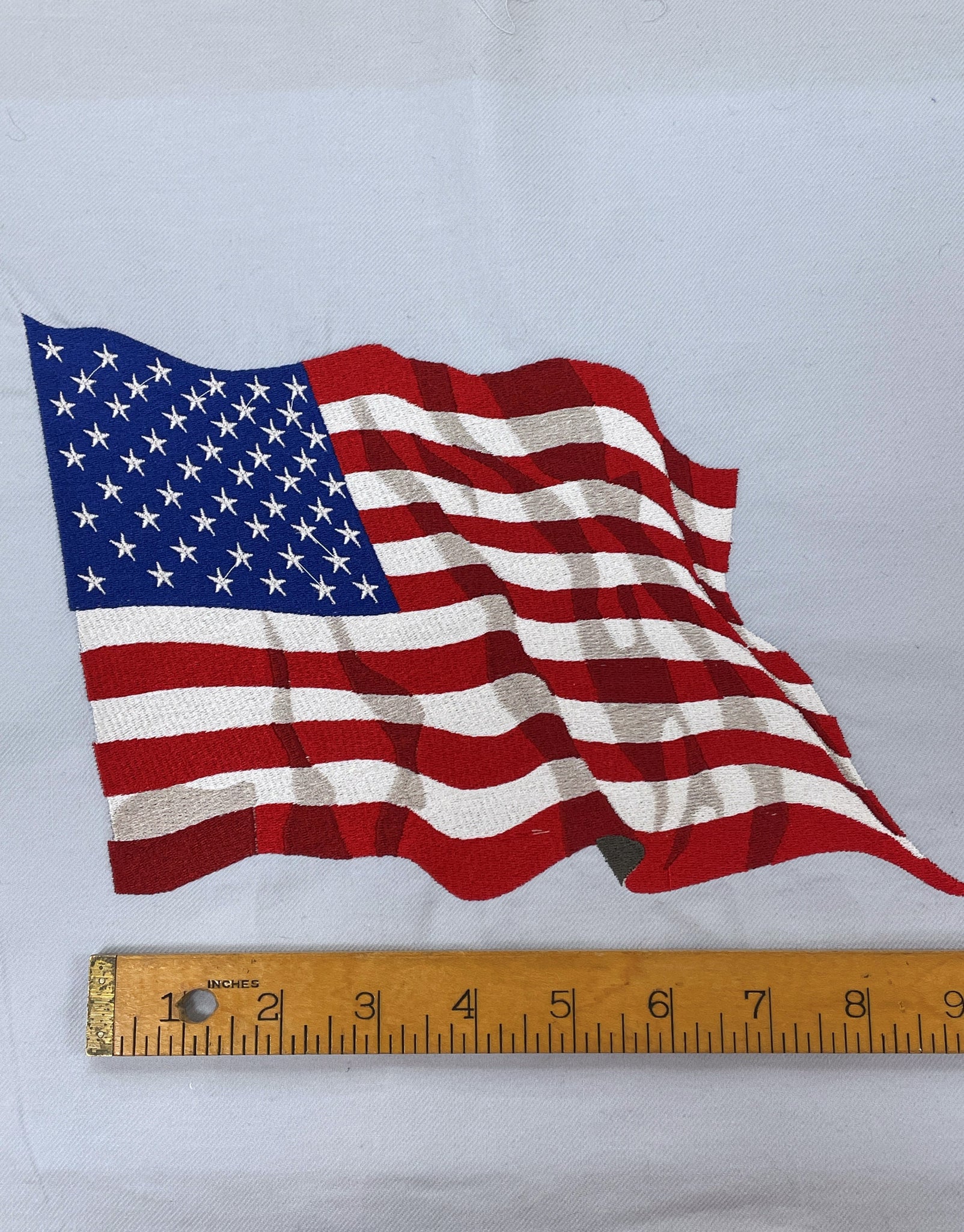 SALE Embroidered American Flag - Light Blue Background