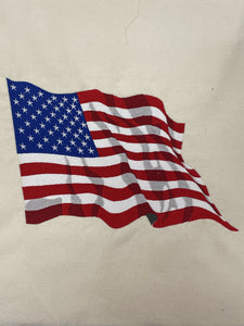 Large Embroidered American Flag - Off White Background