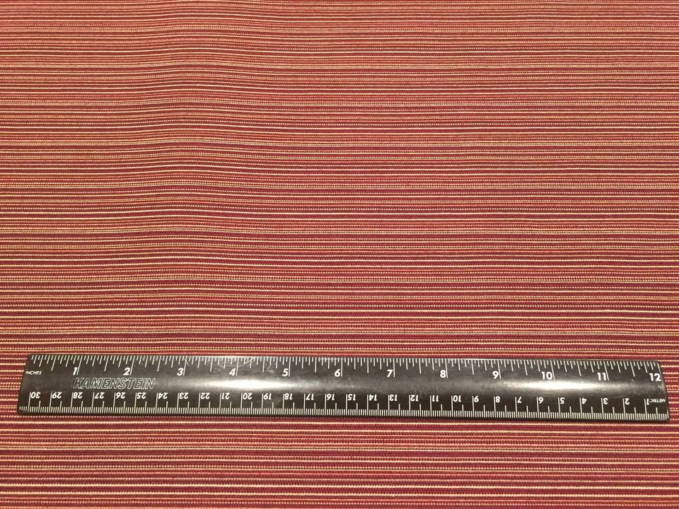 SALE 3 7/8 YD Polyester Corded Stripe Home Dec. Fabric - Burgundy and Tan