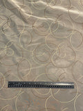 Polyester Home Dec. Embroidered Organza - Cream with Brown Curved Lines