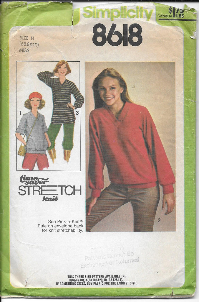 1978 Simplicity 8618 Pattern - Knit Top