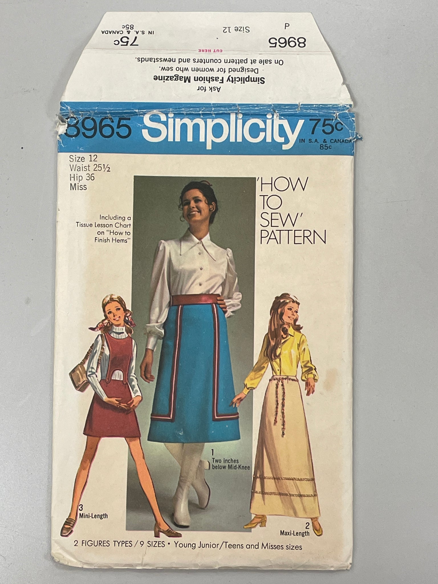 SALE 1970 Simplicity 8965 Pattern - Skirt