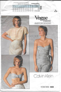 1985 Vogue 1668 Pattern - Women's Tops