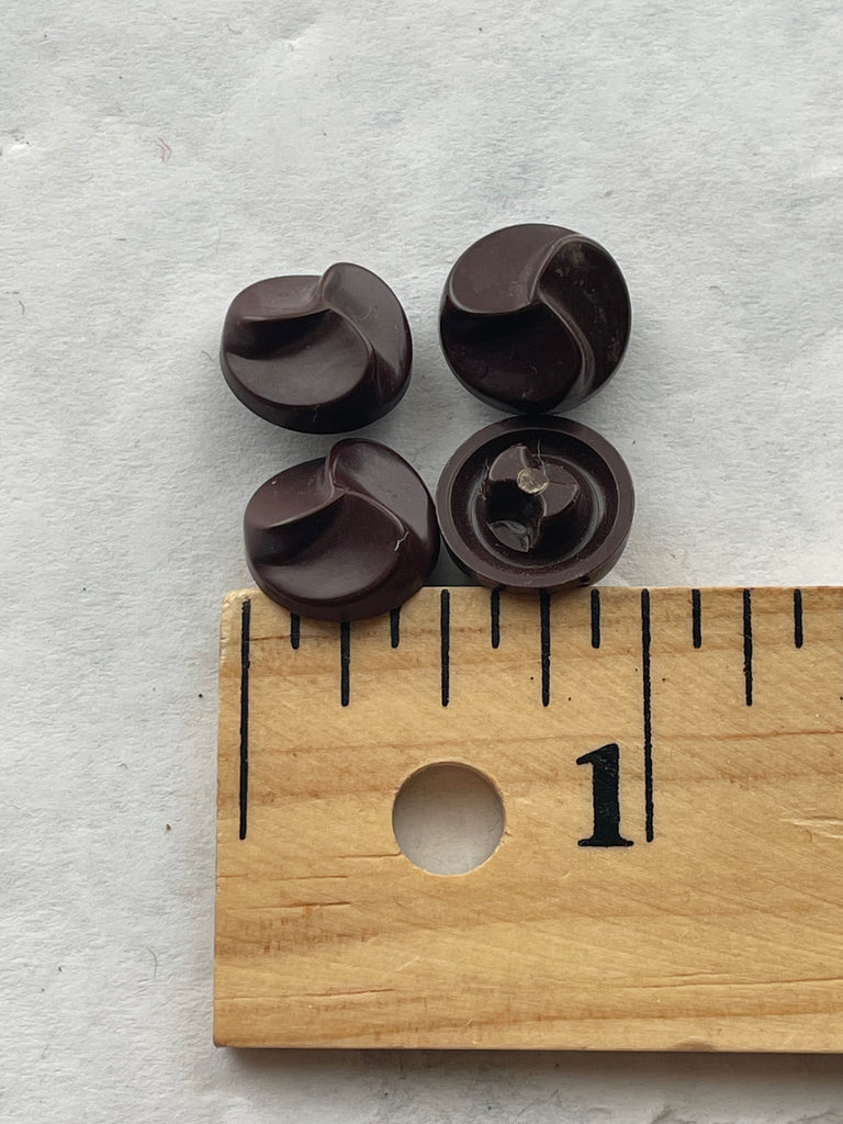 Buttons Vintage Plastic Set of 4 - Brown Molded Plastic